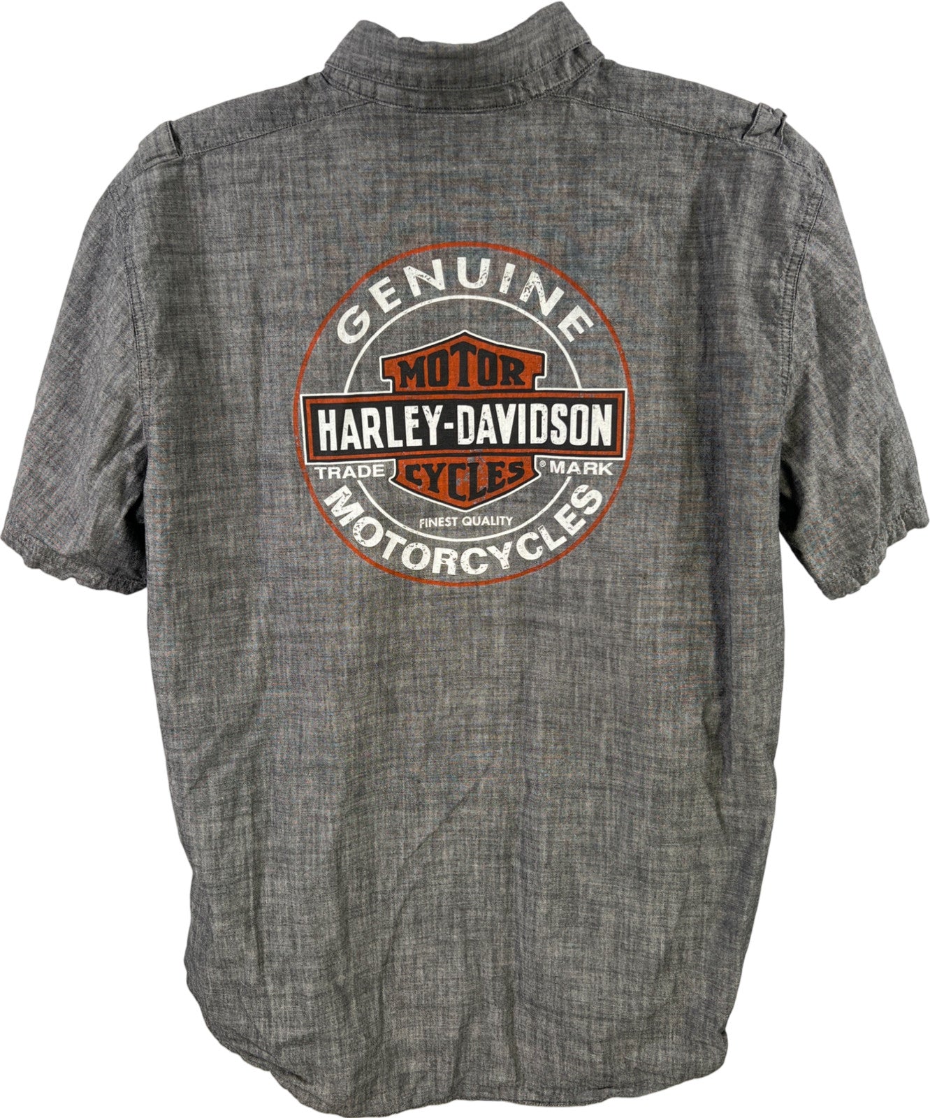 Harley Davidson. Men’s Gray Short Sleeve Button Up Shirt - XL