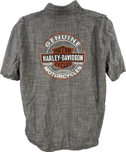 Harley Davidson. Men’s Gray Short Sleeve Button Up Shirt - XL