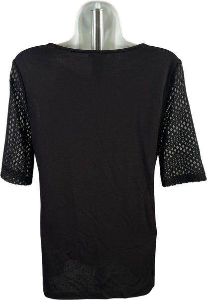 Ann Taylor Women’s Black Short Textured Sleeve Shirt - S