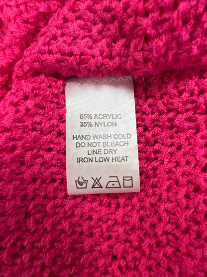 Ee:some Women’s Hot Pink Long Cuffed Sleeve Seamed Knit Sweater - M/L