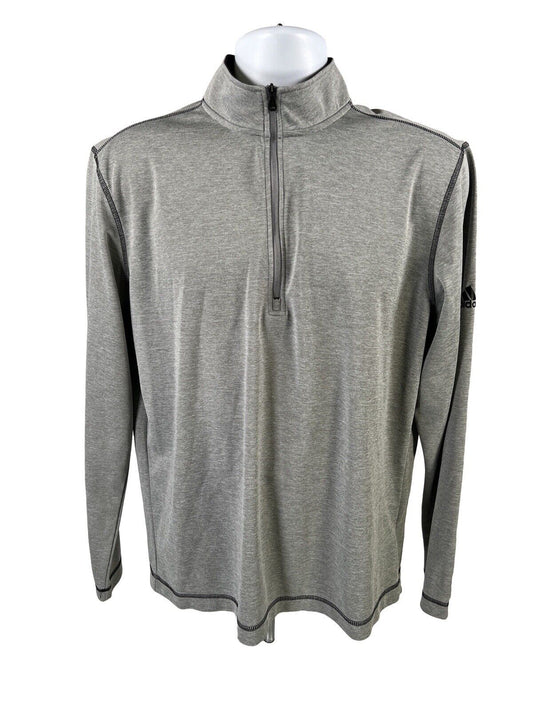 adidas Men's Gray Long Sleeve 1/4 Zip Pullover Athletic Shirt - M