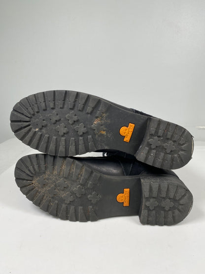 Timberland Women’s Black Suede Wenham Mid Calf Lace Up Side Zip Boots - 8