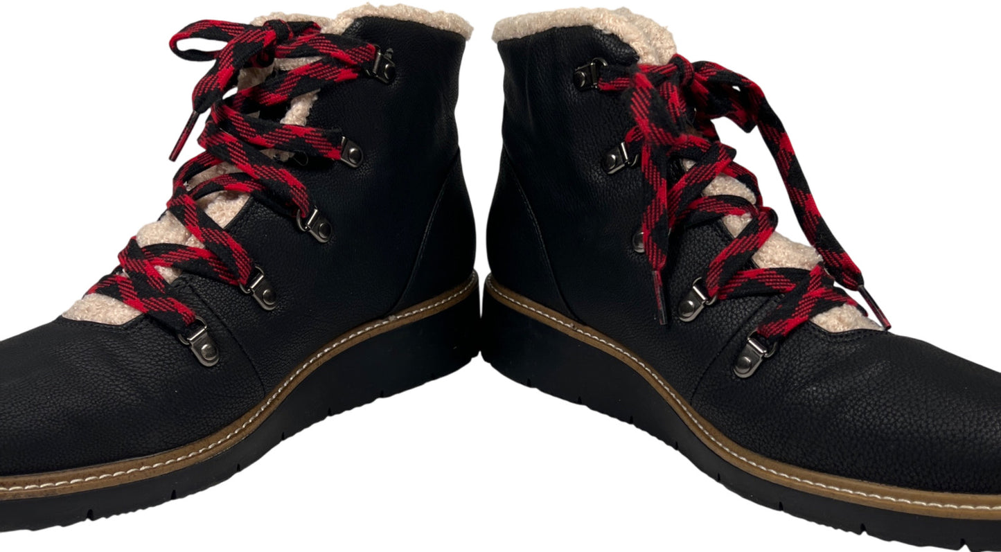 Dr. Scholls Women’s Black So Cozy Lace Up Shearling Lined Ankle Boots - 10