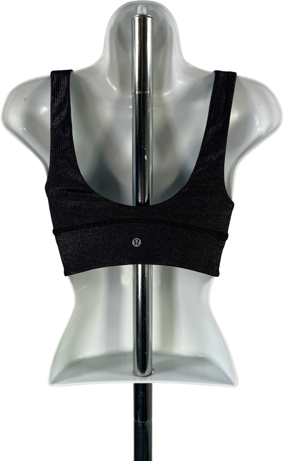 Lululemon Women’s Black Metallic Shine Align Rib V-Neck Sports Bra - 4