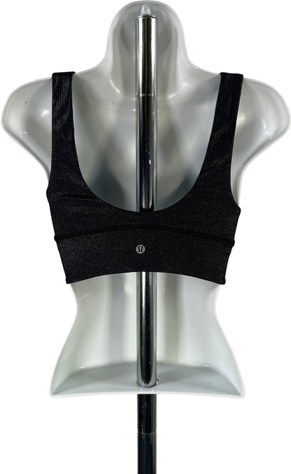 Lululemon Women’s Black Metallic Shine Align Rib V-Neck Sports Bra - 4