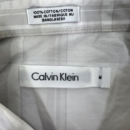 Calvin Klein Men's Gray Plaid Long Sleeve Cotton Button Up Shirt - M