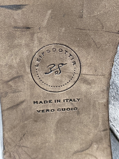 Leifsdottir Women’s Gray Suede Heeled Mid Calf Fashion Boots - 38/US 7.5