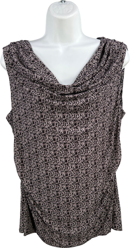 Cable and Gauge Women’s Gray Mesh Sleeveless Draped Neck Blouse - XL