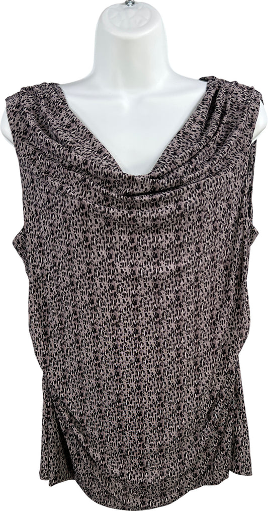 Cable and Gauge Women’s Gray Mesh Sleeveless Draped Neck Blouse - XL