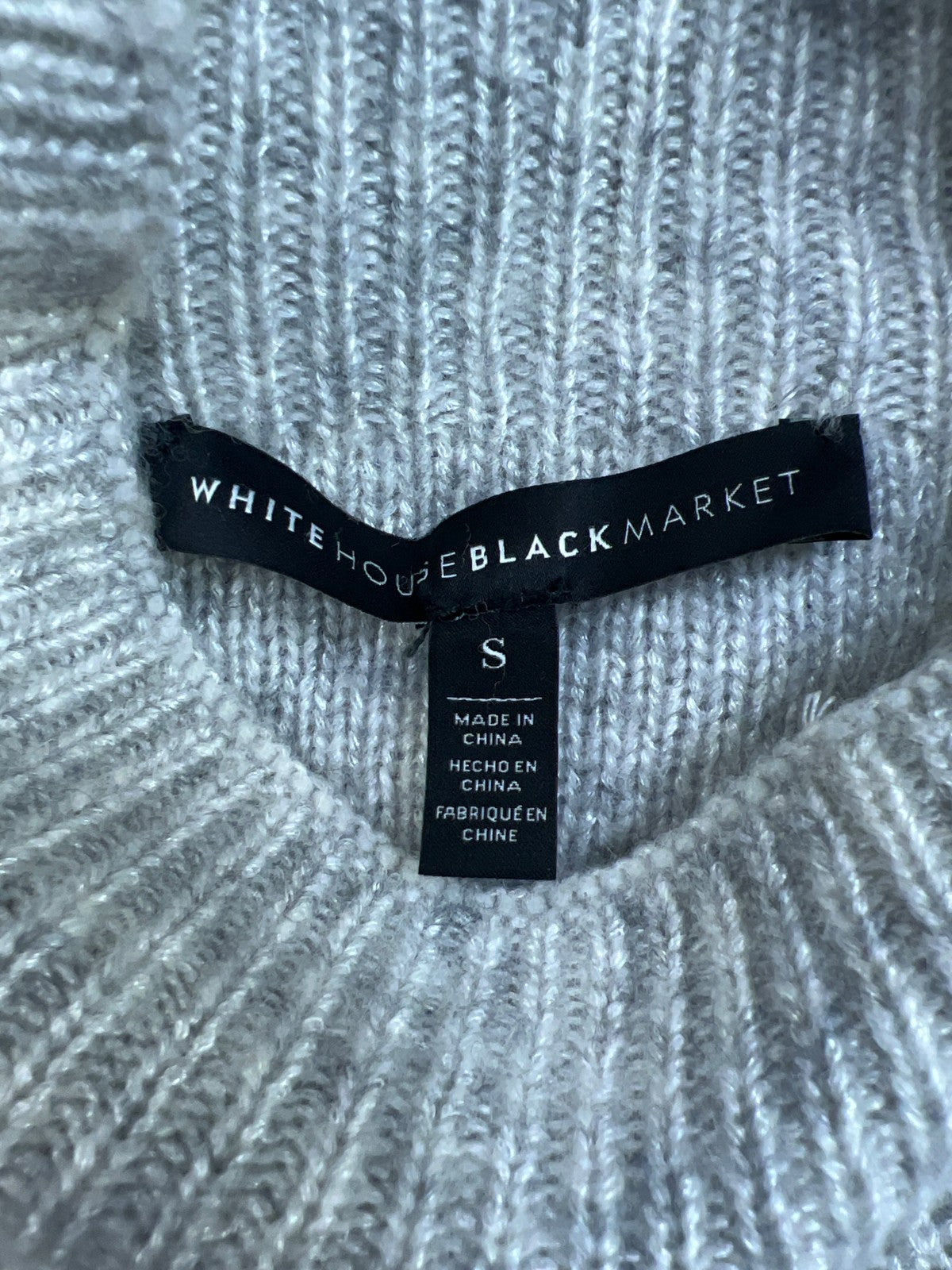 White House Black Market Women’s Gray Faux Pearl Accent Knit Sweater - S