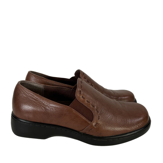 Naturalizer Women's Brown Leather Slip On Loafers - 9 Wide