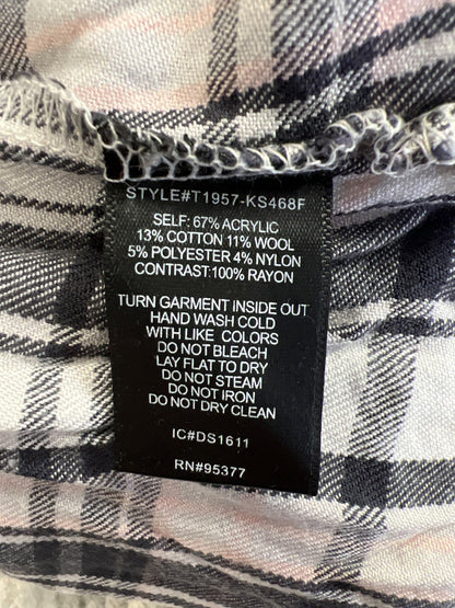 Sanctuary Women’s Ivory/Gray Lined Plaid Accent Long Sleeve Knit Sweater - S