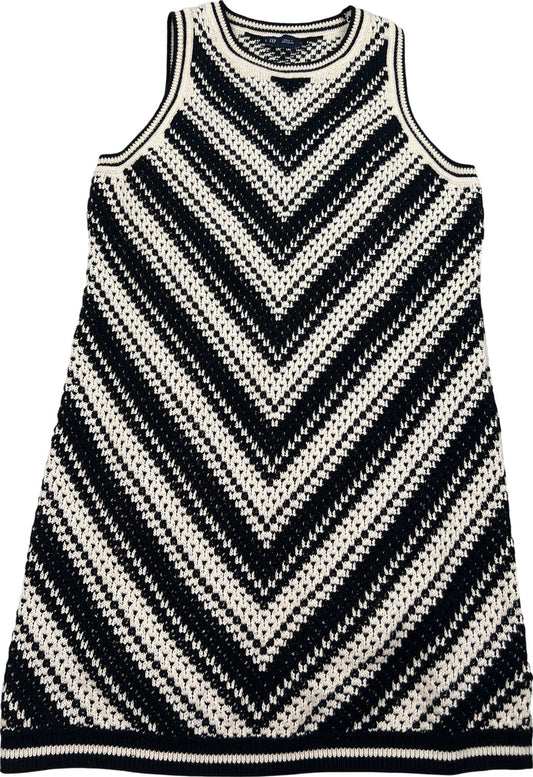 NEW Gap Women’s White/Black Sleeveless Knit Sweater Dress - L Petite