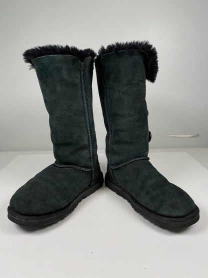 UGG Women’s Black Bailey Button Tall Shearling Boots - 6