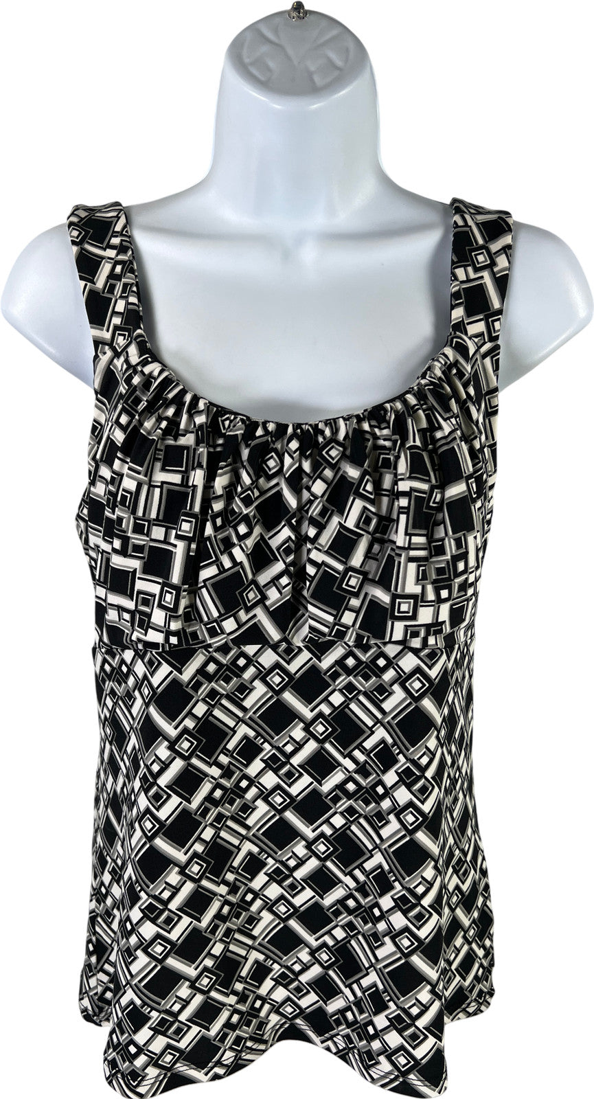 White House Black Market Women’s White & Black Stretch Tank Top - S