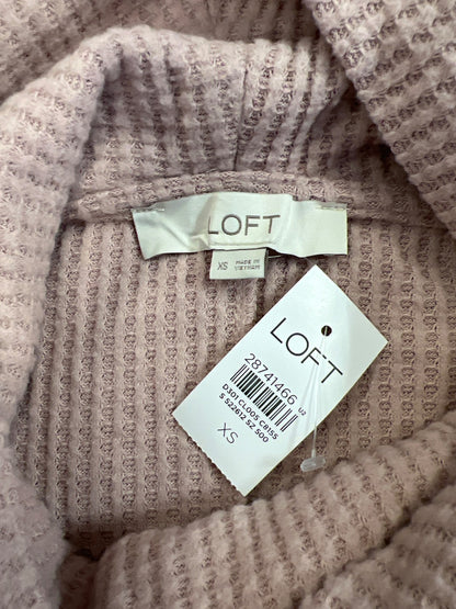 LOFT Women’s Pink Waffle Knit Long Sleeve Cowl Neck Sweater - XS