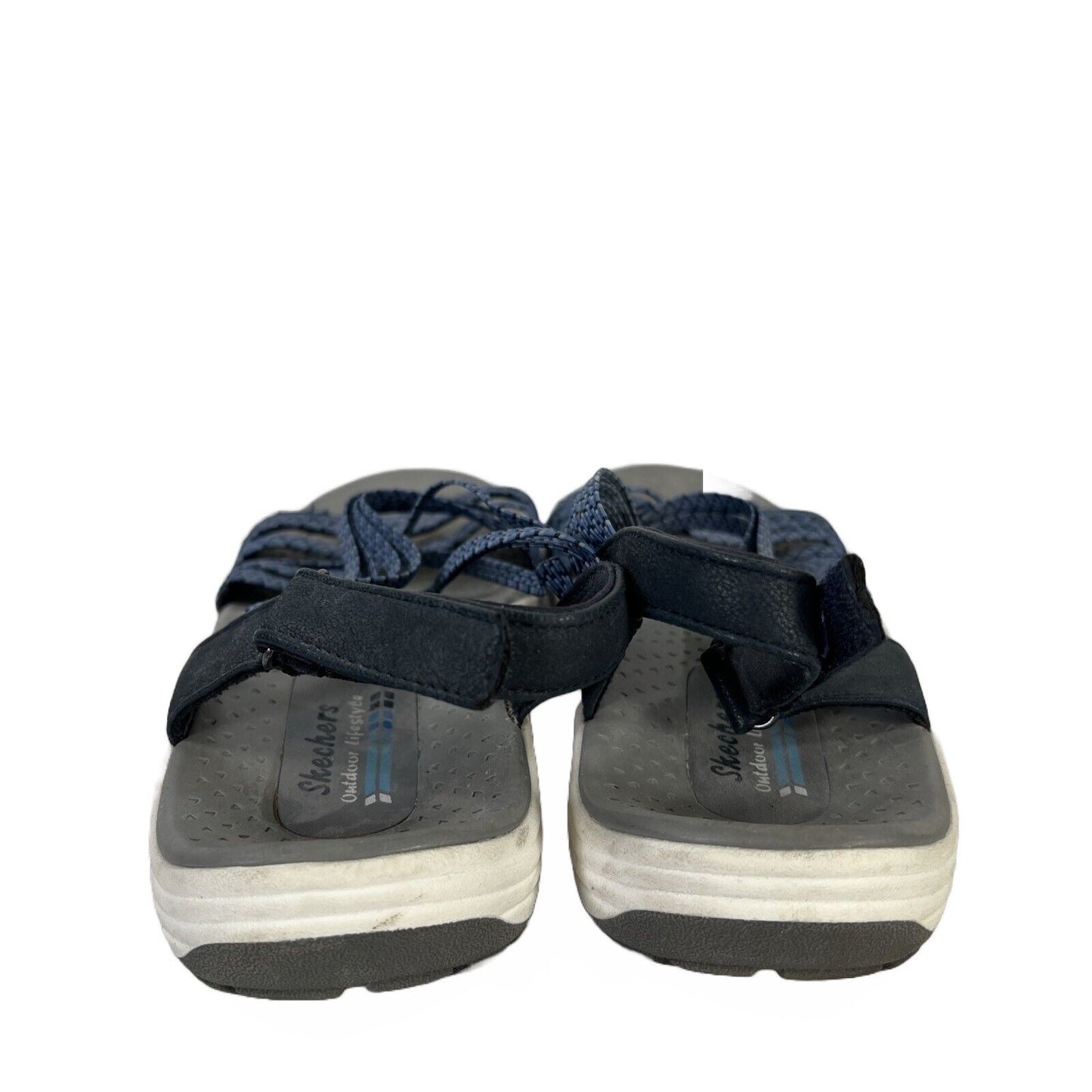 Skechers Women's Blue/Gray Ankle Strap Strappy Sport Sandals - 8