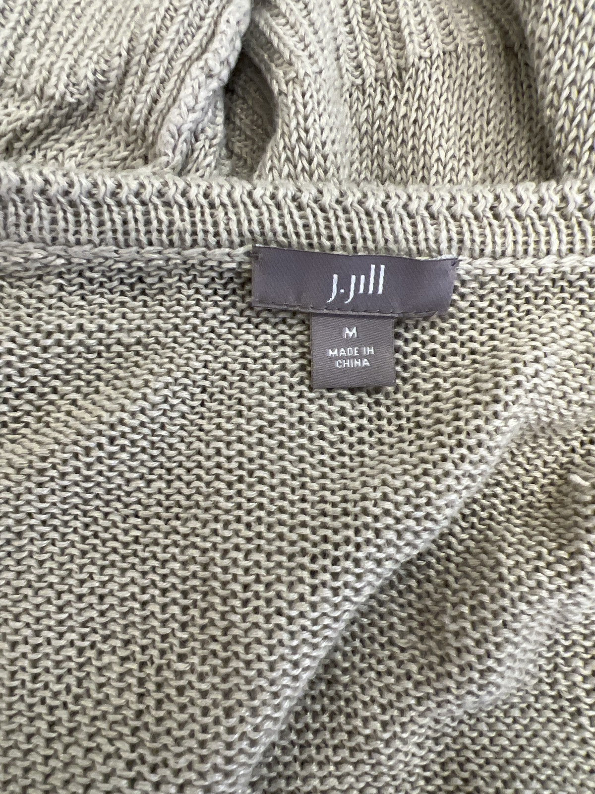 J.Jill Women’s Beige 1/2 Sleeve Linen Open Cardigan Sweater - M