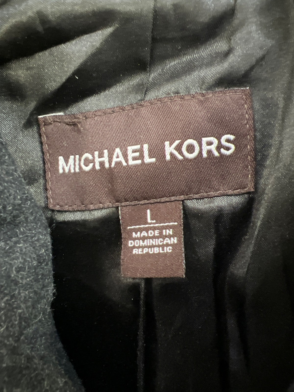 Michael Kors Men’s Black Wool Blend Long Sleeve Button Up and Zip Coat - 42-44R