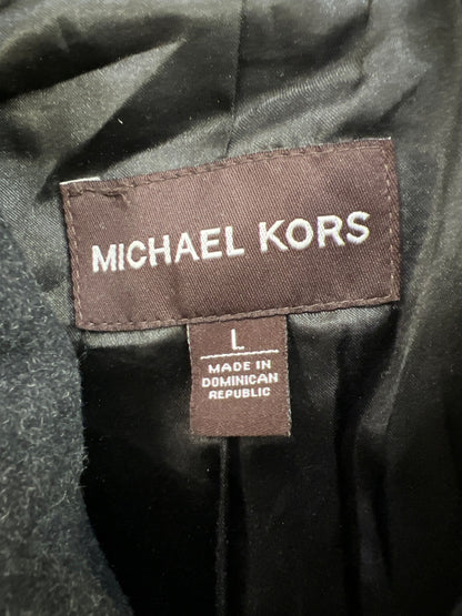 Michael Kors Men’s Black Wool Blend Long Sleeve Button Up and Zip Coat - 42-44R