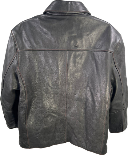 Marc New York Men’s Black Leather Full Zip Quilted Lined Jacket - XXL