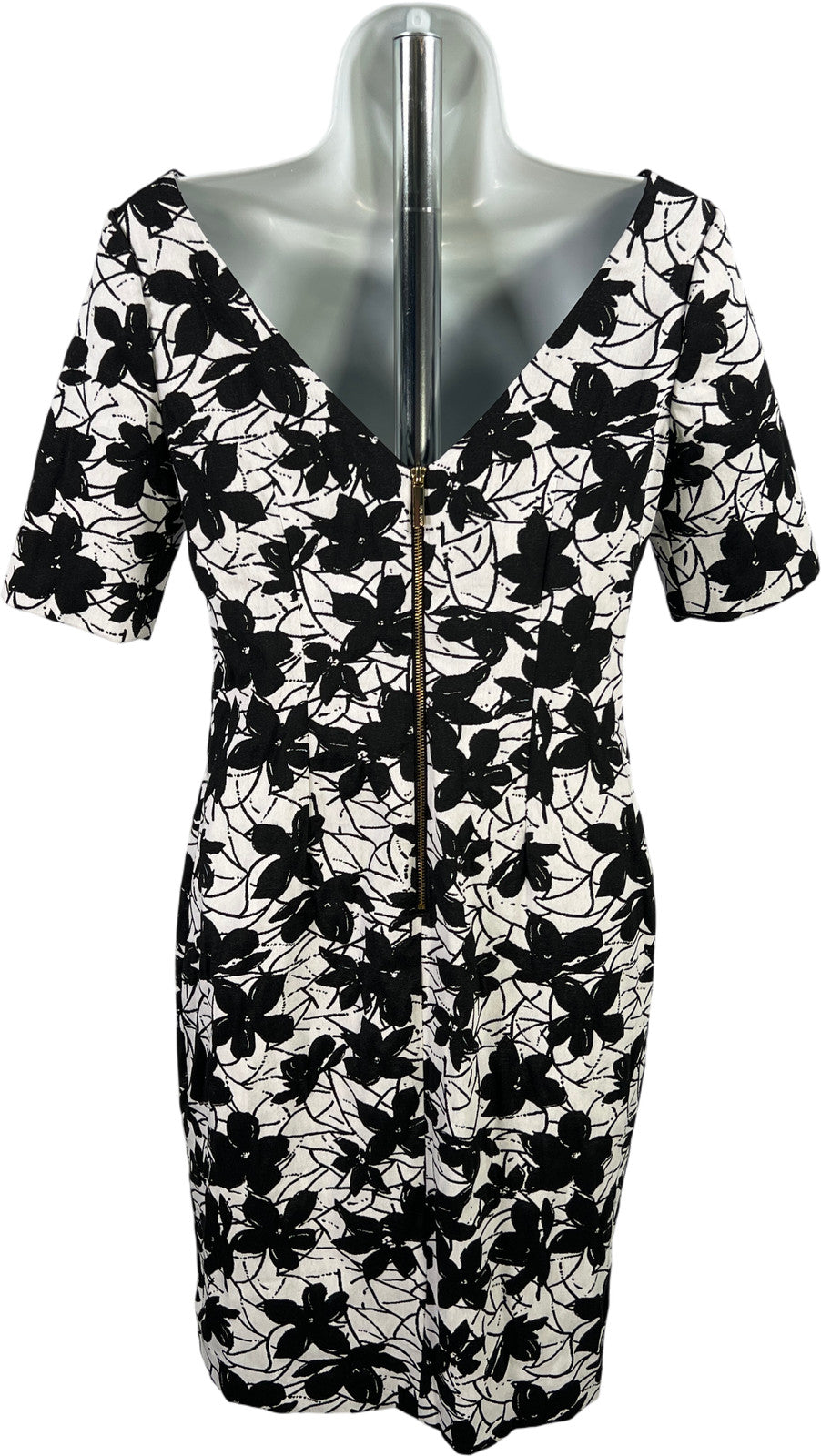 Calvin Klein Women’s White/Black Floral Short Sleeve Sheath Dress - 4