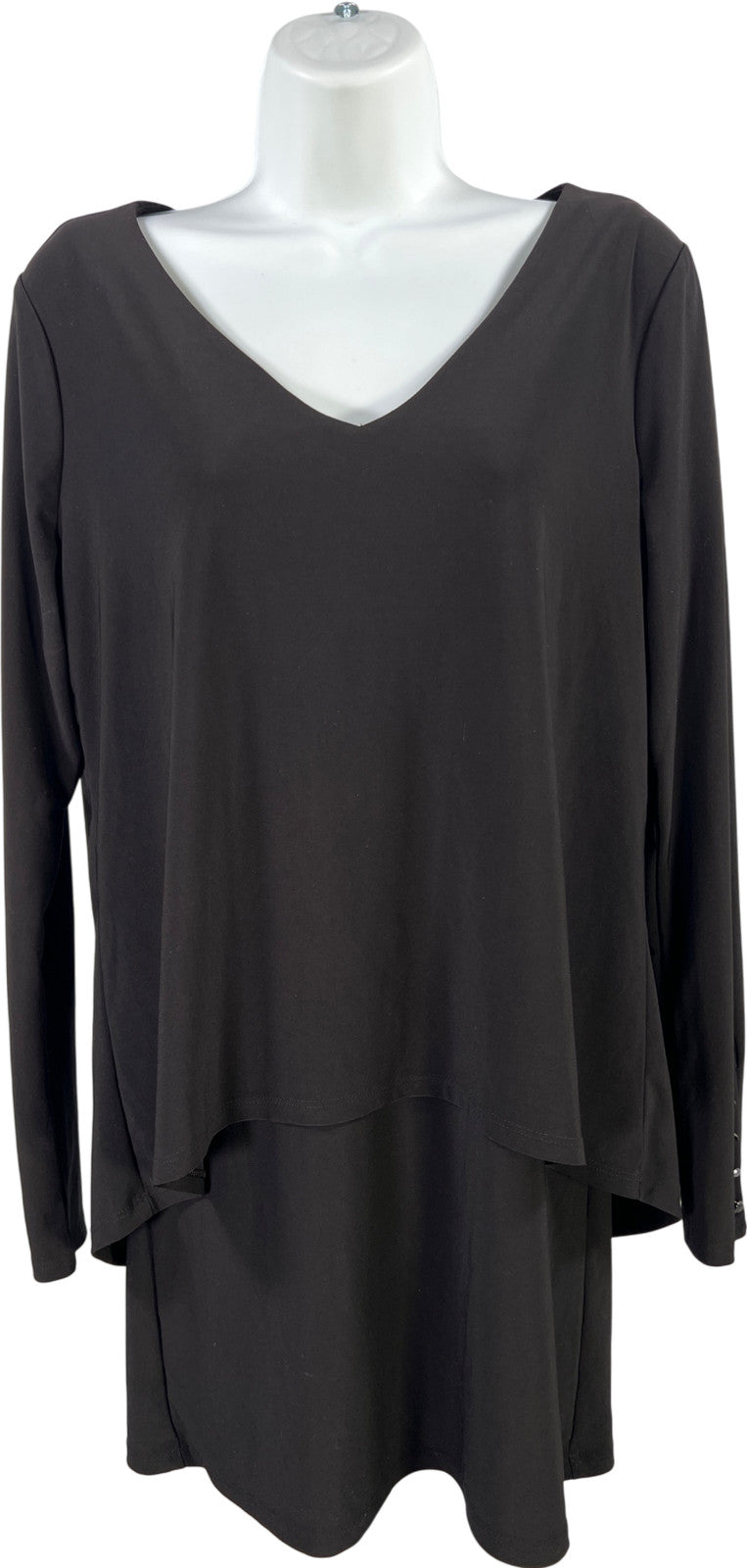 White House Black Market Women’s Black Long Sleeve Layered Blouse - S