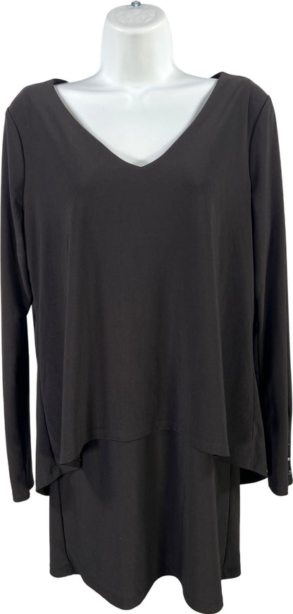 White House Black Market Women’s Black Long Sleeve Layered Blouse - S