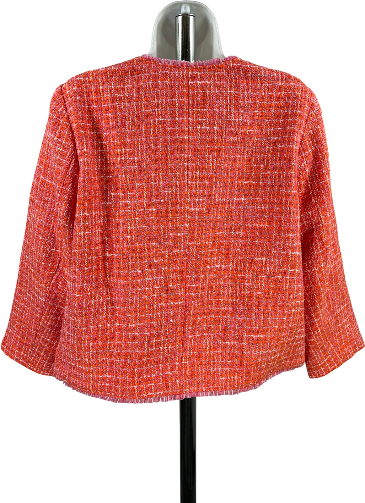 J.Jill Women’s Orange Clementine Dahlia Tweed Cropped Blazer Jacket - M Petite