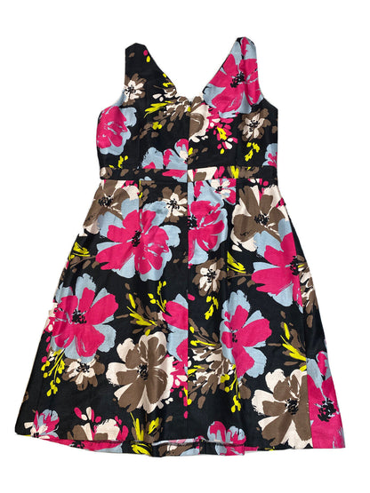 Tahari Women's Black Multicolor Floral Sleeveless A-Line Dress - 16