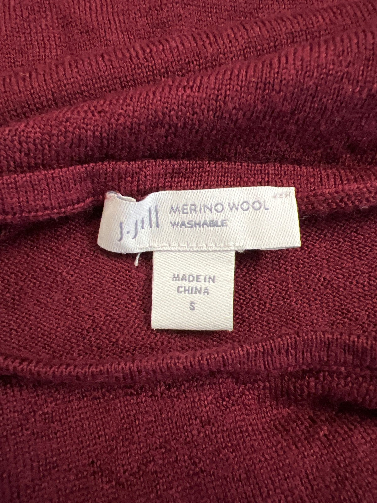 J.Jill Women’s Burgundy Long Sleeve Thin Wool Sweater - S