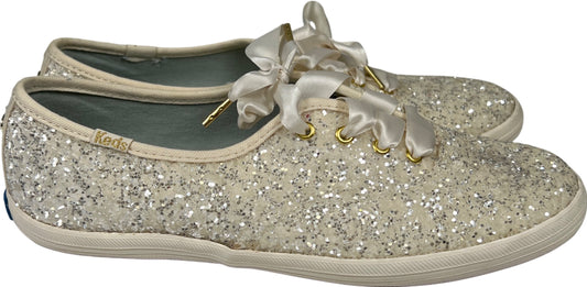 Keds X Kate Spade Women’s Ivory Cream/White Glitter Lace Up Sneakers - 7.5