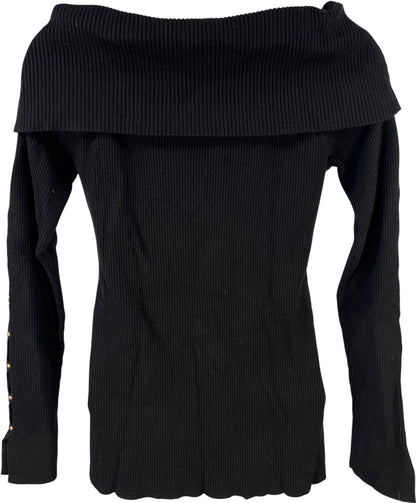 White House Black Market Women’s Black Long Sleeve Ribbed Sweater - M