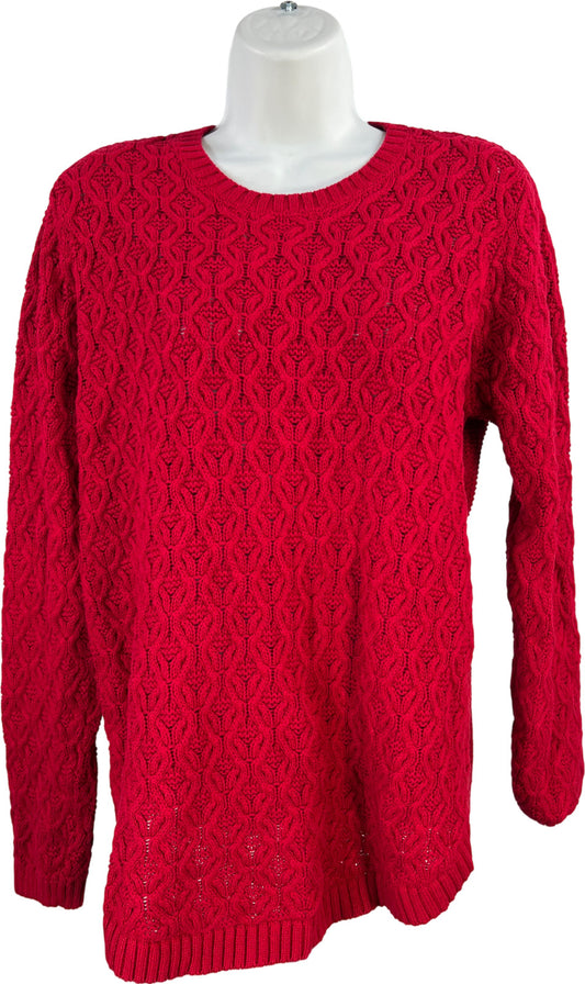 Jeanne Pierre Women’s Red Carmine Cable Knit Long Sleeve Sweater - L