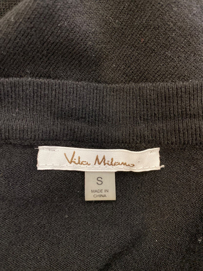 Vila Milano Women’s Black Long Studded Sleeve V-Neck Wool Blend Sweater - S