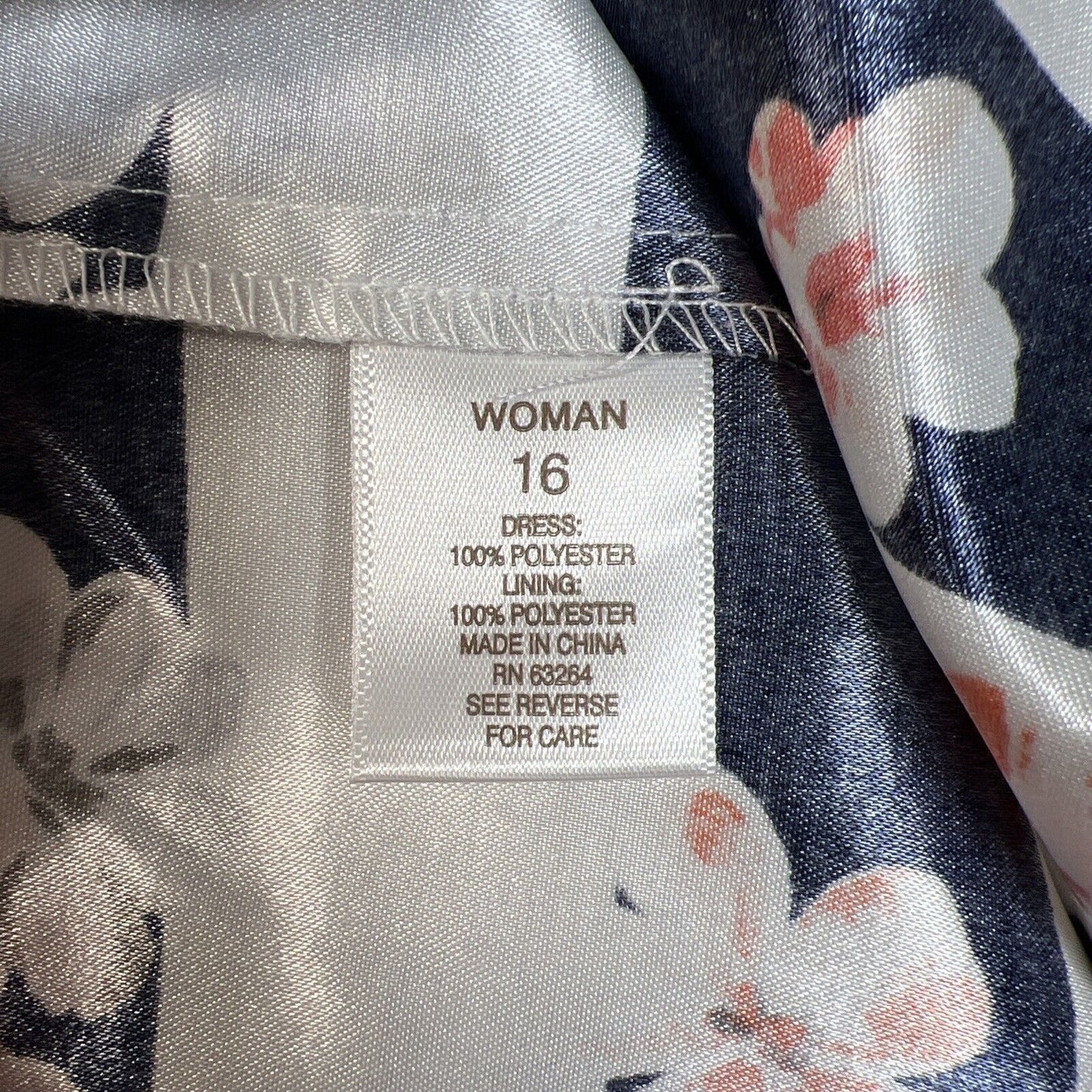 NEW Dressbarn Women's White/Blue Floral Sleeveless A-Line Dress - 16 Plus