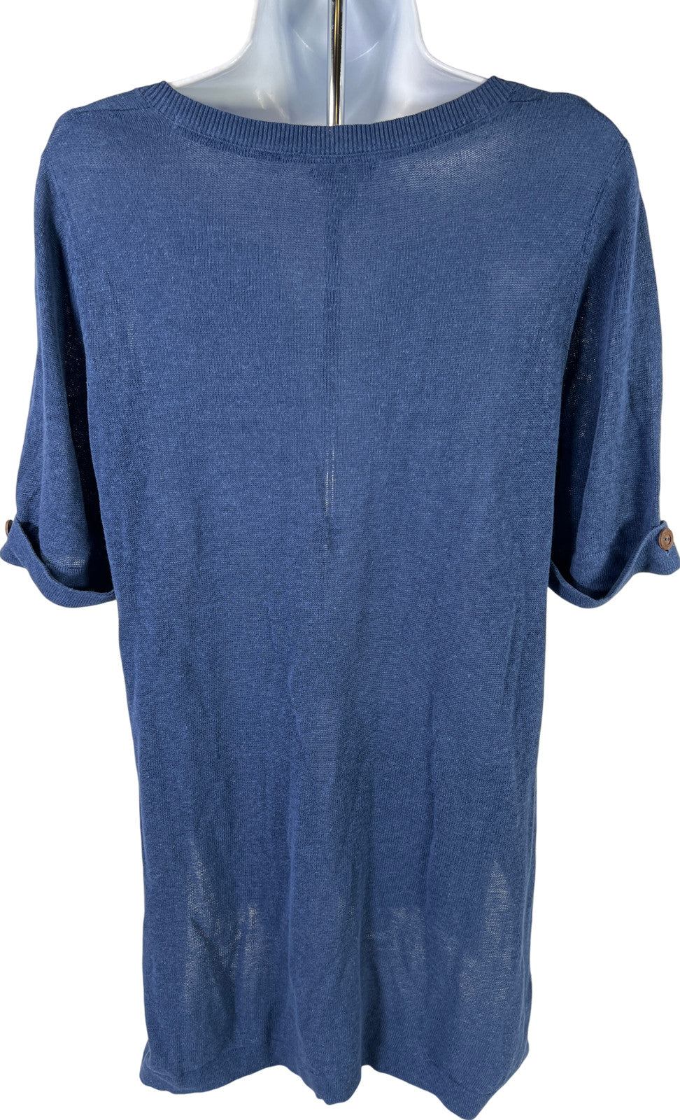 J.Jill Women’s Blue Short Sleeve V-Neck Tunic Sweater Shirt - S Petite