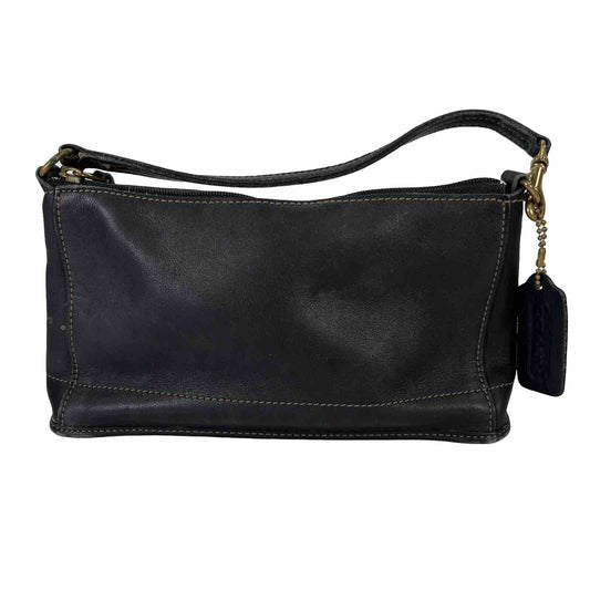 Coach Women's Black Leather Zip Close Bleecker Mini Hand Bag Purse