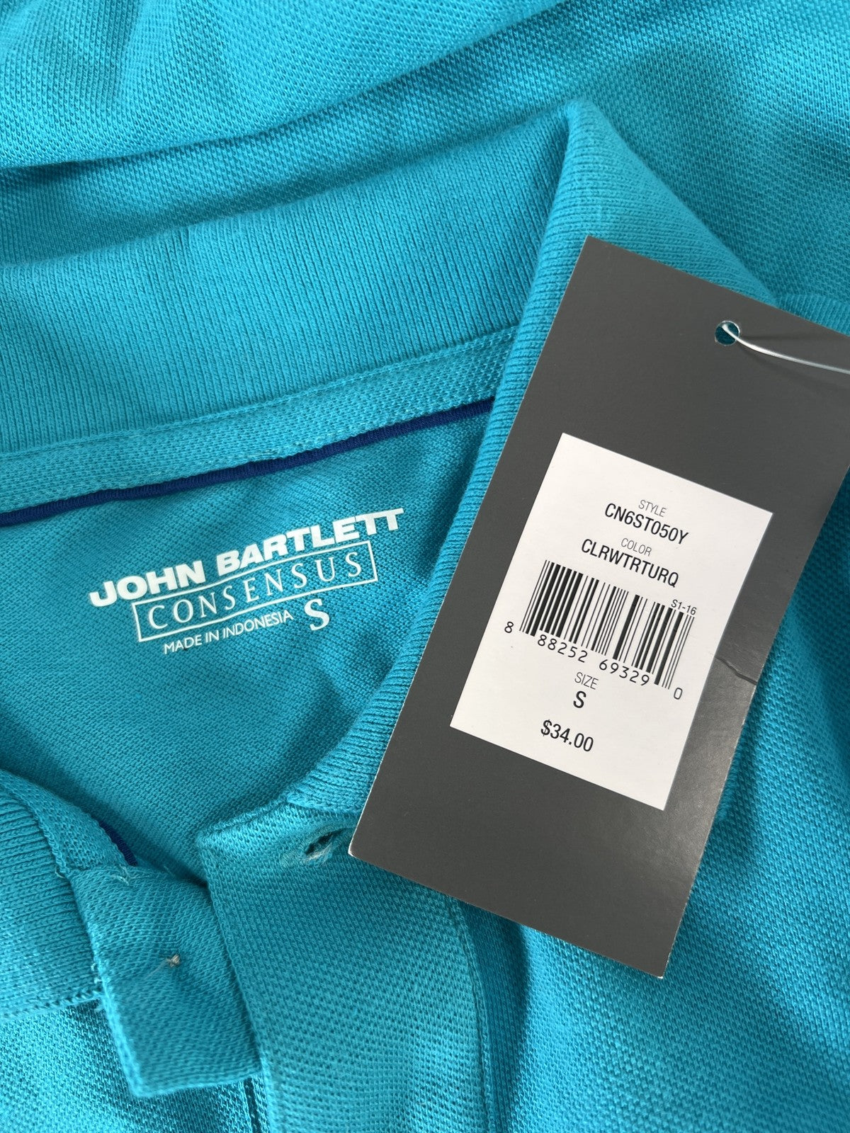John Bartlett Men’s Blue Short Sleeve Cotton Polo Shirt - S