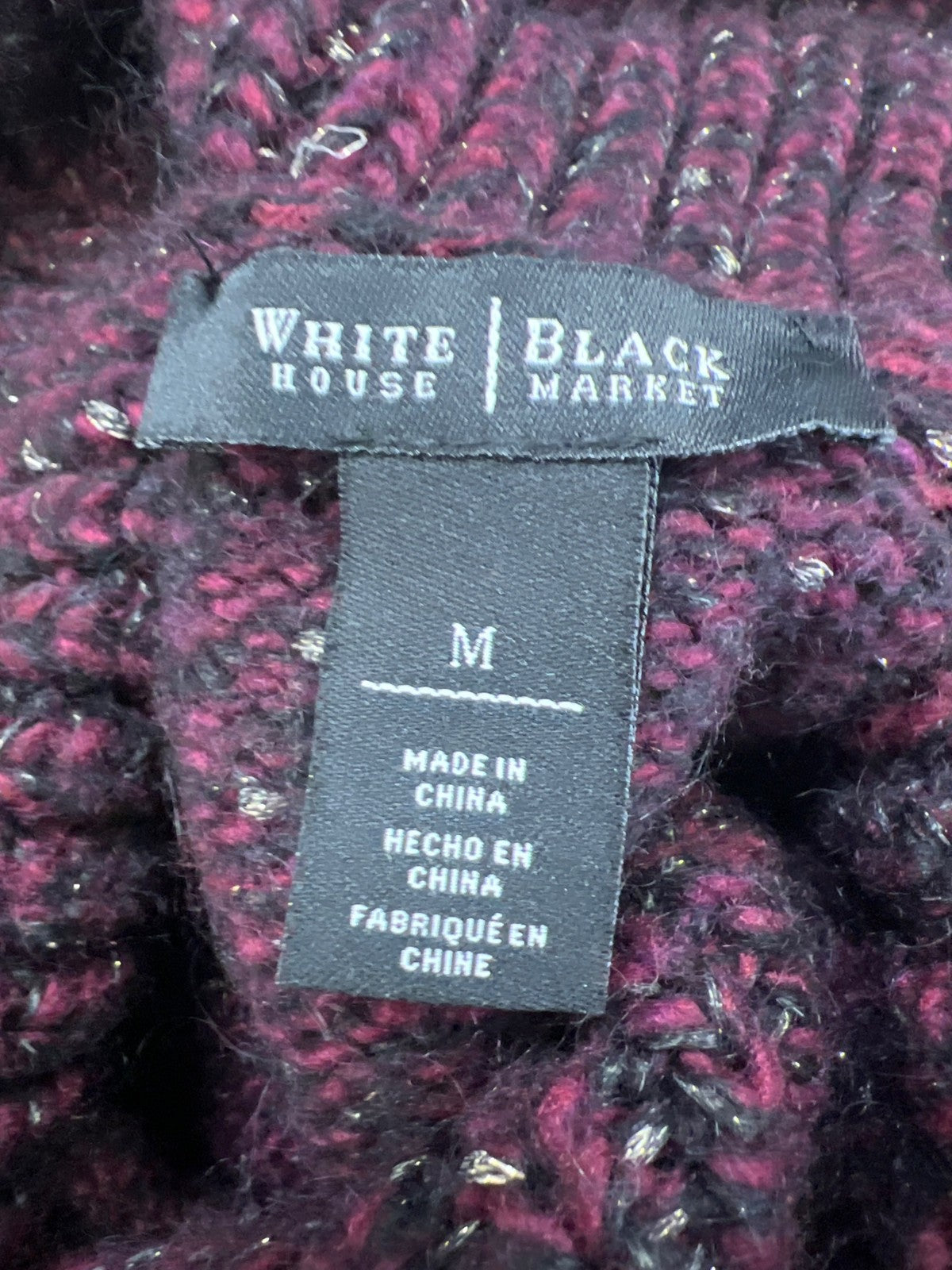 White House Black Market Women’s Burgundy Cowl Neck Poncho Sweater - M