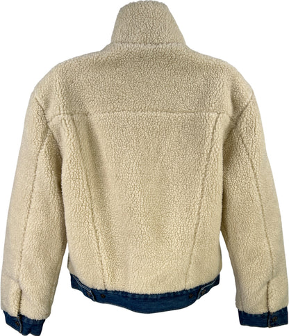 Levi’s Women’s Ivory/Blue Sherpa Quilted Denim Jean Jacket - XS