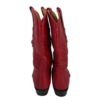 Los Altos Women's Red Leather Western Cowgirls Boots - 7