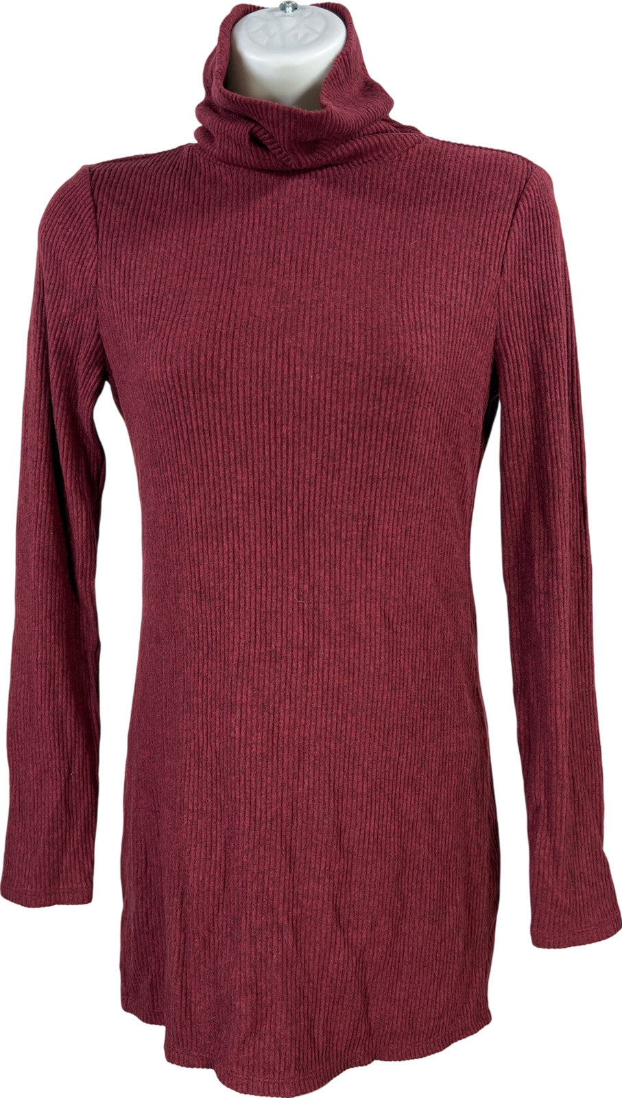 White House Black Market Women’s Burgundy Long Sleeve Tunic Sweater - XXS
