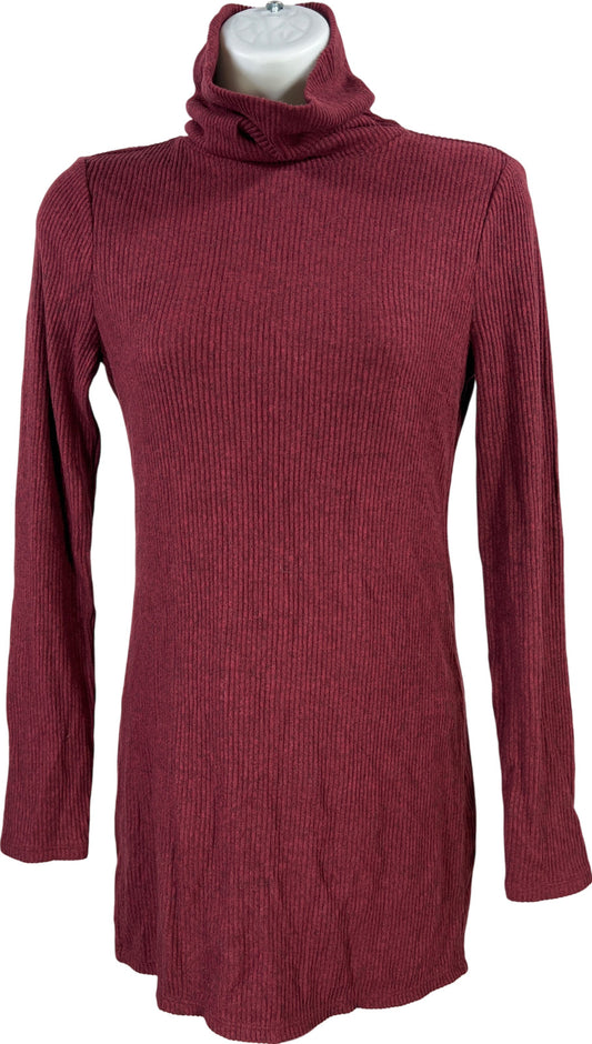 White House Black Market Women’s Burgundy Long Sleeve Tunic Sweater - XXS