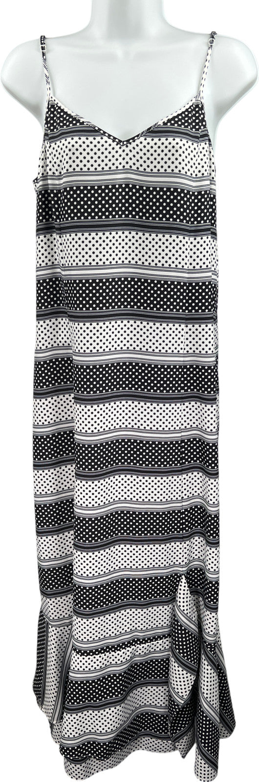 Thakoon Collective Women’s Black Polka Dot Striped Slip Dress - 10