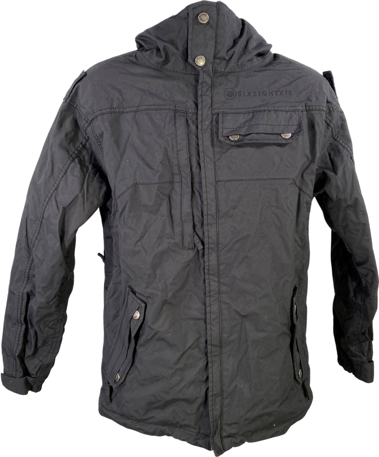 686 Men’s Black Full Zip Hooded Winter Ski/Snowboard Winter Coat - S