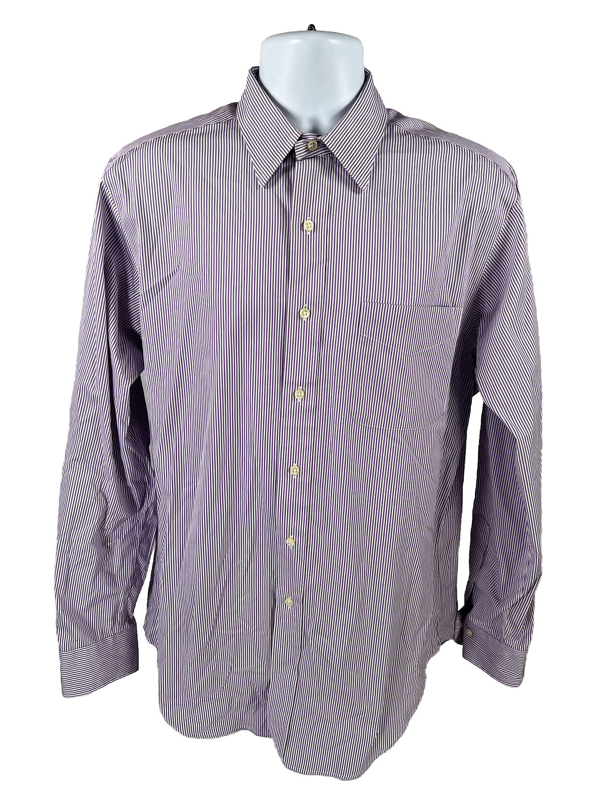 Polo Ralph Lauren Mens Purple Striped Andrew Classic Fit Dress Shirt - 16/ 34/35