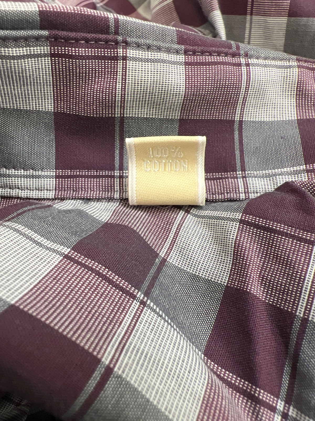 Michael Kors Men’s Purple/Gray Checkered Non-Iron Button Up Dress Shirt - 17.5