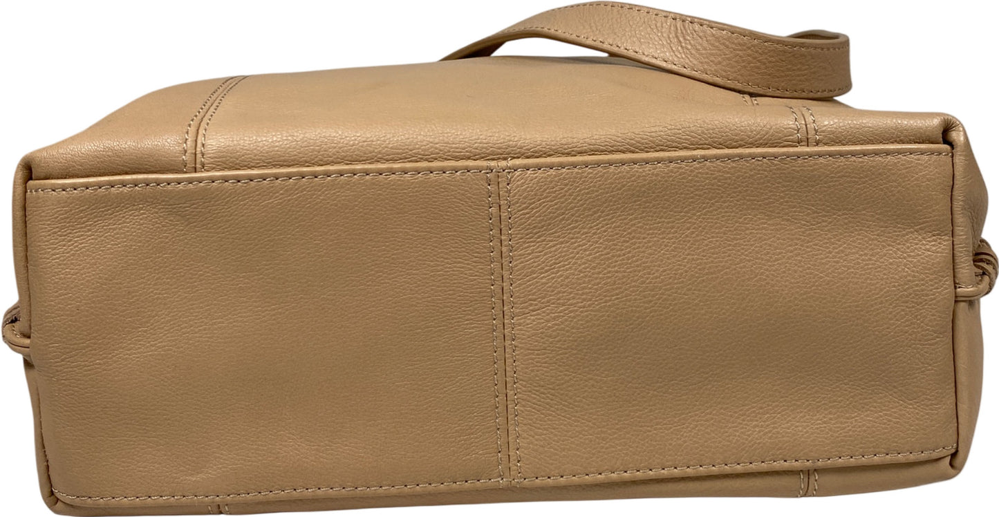 Tommy Bahama Women’s Light Beige Leather Zip Close Tote Bag Purse