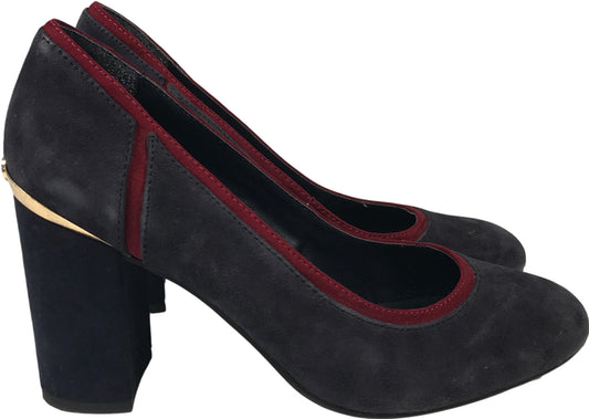 Tommy Hilfiger Women’s Navy Blue Suede Round Block Heels - 7.5